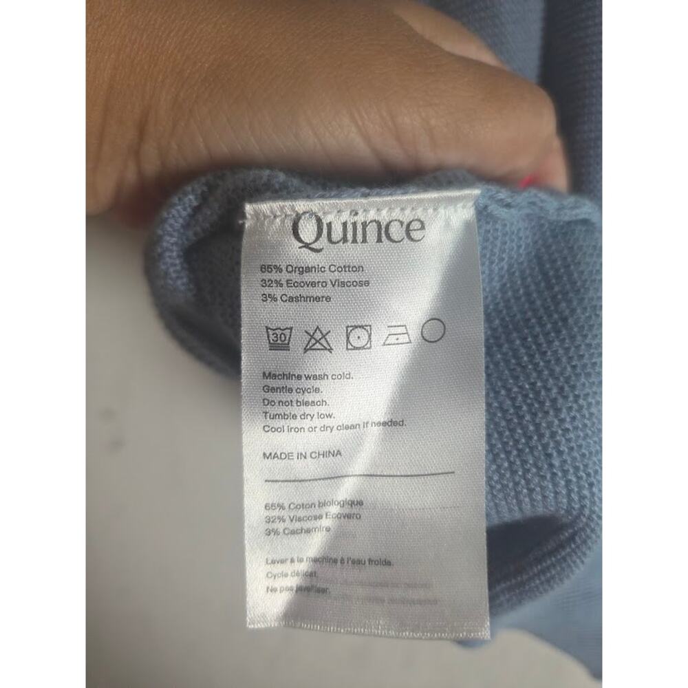 Quince Slate Blue Organic Cotton/Cashmere Knit Dolman Sleeve Sweater size Medium - Picture 4 of 6